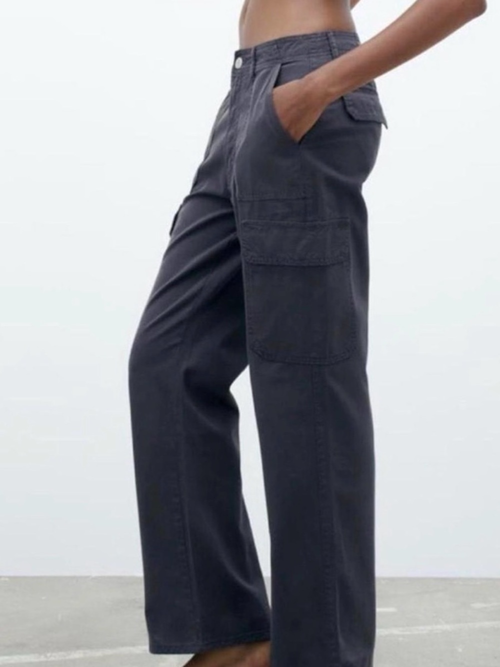 NWT Zara Dark Gray Utility Cargo Pants/Slacks 38 / 6